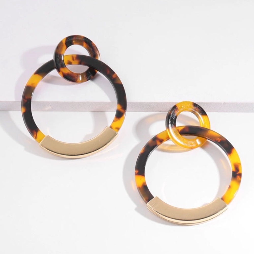 🐢 2/$24 Dark Tortie & Gold Hoops 🐢 - Picture 1 of 1